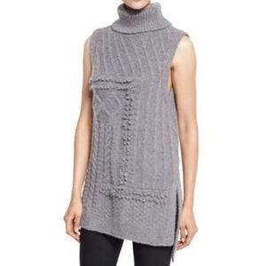 Derek Lam Oversized Sleeveless Turtleneck Sweater Vest – Gray – Size L New
